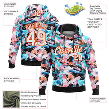 Load image into Gallery viewer, Custom Stitched Graffiti Pattern White Black-Orange 3D Watercolor Grunge Art Sports Pullover Sweatshirt Hoodie