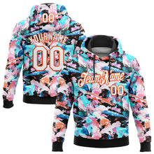 Load image into Gallery viewer, Custom Stitched Graffiti Pattern White Black-Orange 3D Watercolor Grunge Art Sports Pullover Sweatshirt Hoodie