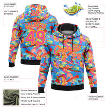 Load image into Gallery viewer, Custom Stitched Graffiti Pattern Hot Pink Black-Yellow 3D Watercolor Grunge Art Sports Pullover Sweatshirt Hoodie