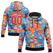 Load image into Gallery viewer, Custom Stitched Graffiti Pattern Hot Pink Black-Yellow 3D Watercolor Grunge Art Sports Pullover Sweatshirt Hoodie