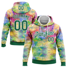 Load image into Gallery viewer, Custom Stitched Graffiti Pattern Kelly Green-White 3D Watercolor Grunge Art Sports Pullover Sweatshirt Hoodie
