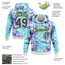 Load image into Gallery viewer, Custom Stitched Graffiti Pattern Purple-Neon Green 3D Watercolor Grunge Art Sports Pullover Sweatshirt Hoodie