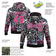 Load image into Gallery viewer, Custom Stitched Graffiti Pattern Pink Black-White 3D Abstract Grunge Art Sports Pullover Sweatshirt Hoodie