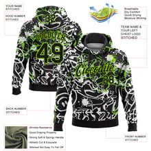Load image into Gallery viewer, Custom Stitched Graffiti Pattern Black-Aurora Green 3D Abstract Grunge Art Sports Pullover Sweatshirt Hoodie