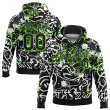 Load image into Gallery viewer, Custom Stitched Graffiti Pattern Black-Aurora Green 3D Abstract Grunge Art Sports Pullover Sweatshirt Hoodie