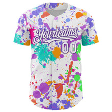 Laden Sie das Bild in den Galerie-Viewer, Custom Graffiti Pattern White-Purple Authentic Baseball Jersey