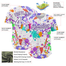 Laden Sie das Bild in den Galerie-Viewer, Custom Graffiti Pattern White-Purple Authentic Baseball Jersey