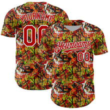 Laden Sie das Bild in den Galerie-Viewer, Custom Graffiti Pattern Red-White Splatter Authentic Baseball Jersey