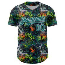 Laden Sie das Bild in den Galerie-Viewer, Custom Graffiti Pattern Teal-Gray Splatter Authentic Baseball Jersey