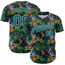 Laden Sie das Bild in den Galerie-Viewer, Custom Graffiti Pattern Teal-Gray Splatter Authentic Baseball Jersey