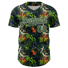 Charger l'image dans la galerie, Custom Graffiti Pattern Green-Cream Splatter Authentic Baseball Jersey