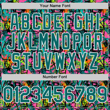 Laden Sie das Bild in den Galerie-Viewer, Custom Graffiti Pattern Teal-White Splatter Authentic Baseball Jersey