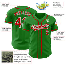 Load image into Gallery viewer, Custom Grass Green Red-White Authentic Baseball Jersey