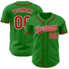 Load image into Gallery viewer, Custom Grass Green Red-White Authentic Baseball Jersey