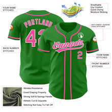 Load image into Gallery viewer, Custom Grass Green Pink-White Authentic Baseball Jersey