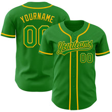 Load image into Gallery viewer, Custom Grass Green Gold Authentic Baseball Jersey