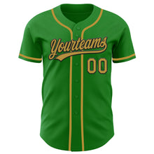 Load image into Gallery viewer, Custom Grass Green Old Gold-Black Authentic Baseball Jersey