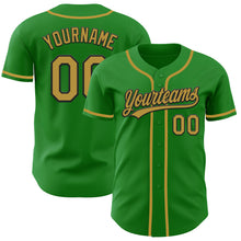 Load image into Gallery viewer, Custom Grass Green Old Gold-Black Authentic Baseball Jersey