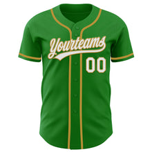 Load image into Gallery viewer, Custom Grass Green White-Old Gold Authentic Baseball Jersey
