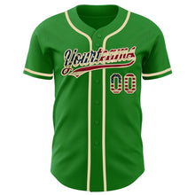 Load image into Gallery viewer, Custom Grass Green Vintage USA Flag-Cream Authentic Baseball Jersey