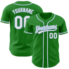 Load image into Gallery viewer, Custom Grass Green White-Light Blue Authentic Baseball Jersey