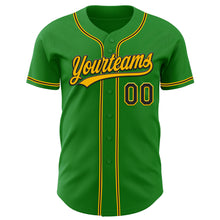 Load image into Gallery viewer, Custom Grass Green Black-Gold Authentic Baseball Jersey