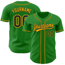 Load image into Gallery viewer, Custom Grass Green Black-Gold Authentic Baseball Jersey