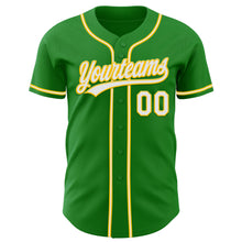 Load image into Gallery viewer, Custom Grass Green White-Yellow Authentic Baseball Jersey