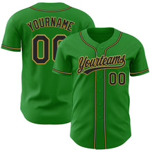 Load image into Gallery viewer, Custom Grass Green Black-Old Gold Authentic Baseball Jersey