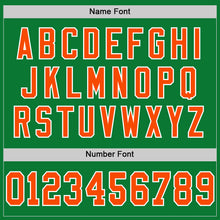 Load image into Gallery viewer, Custom Grass Green Orange-White Mesh Authentic Throwback Football Jersey
