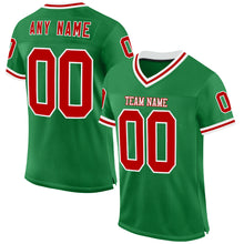 Charger l'image dans la galerie, Custom Grass Green Red-White Mesh Authentic Throwback Football Jersey