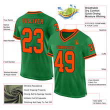 Charger l'image dans la galerie, Custom Grass Green Orange-Black Mesh Authentic Throwback Football Jersey