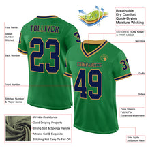 Charger l'image dans la galerie, Custom Grass Green Navy-Old Gold Mesh Authentic Throwback Football Jersey