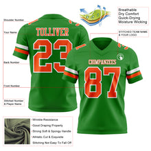 Load image into Gallery viewer, Custom Grass Green Orange-White Authentic Football Jersey