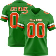 Load image into Gallery viewer, Custom Grass Green Orange-White Authentic Football Jersey
