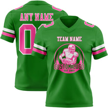 Load image into Gallery viewer, Custom Grass Green Pink-White Authentic Football Jersey