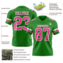 Load image into Gallery viewer, Custom Grass Green Pink-White Authentic Football Jersey