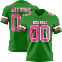 Load image into Gallery viewer, Custom Grass Green Pink-White Authentic Football Jersey