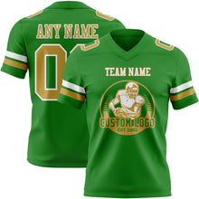 Load image into Gallery viewer, Custom Grass Green Old Gold-White Authentic Football Jersey