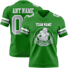 Laden Sie das Bild in den Galerie-Viewer, Custom Grass Green Gray-White Authentic Football Jersey