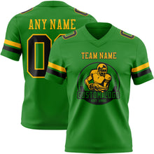 Load image into Gallery viewer, Custom Grass Green Black-Gold Authentic Football Jersey