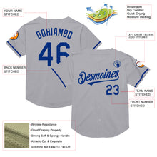 Laden Sie das Bild in den Galerie-Viewer, Custom Gray Royal Mesh Authentic Throwback Baseball Jersey