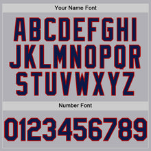 Laden Sie das Bild in den Galerie-Viewer, Custom Gray Navy-Red Mesh Authentic Throwback Baseball Jersey