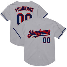 Laden Sie das Bild in den Galerie-Viewer, Custom Gray Navy-Red Mesh Authentic Throwback Baseball Jersey
