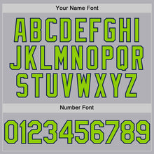 Laden Sie das Bild in den Galerie-Viewer, Custom Gray Neon Green-Navy Mesh Authentic Throwback Baseball Jersey