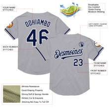 Laden Sie das Bild in den Galerie-Viewer, Custom Gray Navy-White Mesh Authentic Throwback Baseball Jersey