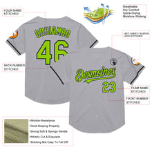 Laden Sie das Bild in den Galerie-Viewer, Custom Gray Neon Green-Black Mesh Authentic Throwback Baseball Jersey