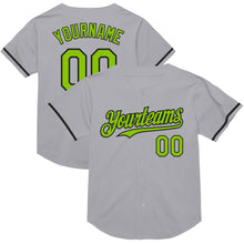 Laden Sie das Bild in den Galerie-Viewer, Custom Gray Neon Green-Black Mesh Authentic Throwback Baseball Jersey