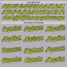 Laden Sie das Bild in den Galerie-Viewer, Custom Gray Neon Yellow-Black Mesh Authentic Throwback Baseball Jersey