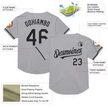 Laden Sie das Bild in den Galerie-Viewer, Custom Gray Black Mesh Authentic Throwback Baseball Jersey